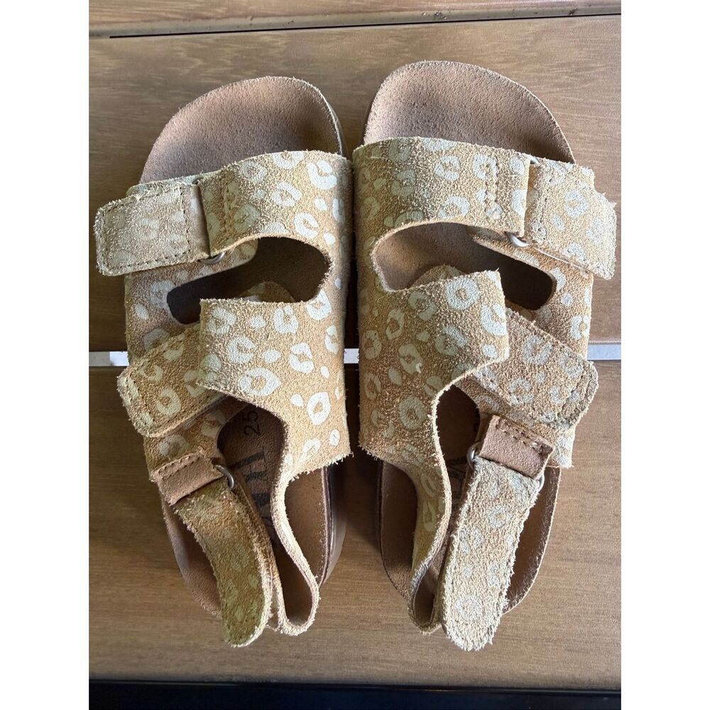 ZARA Kids Leather Strap Sandals Leopard - 25 (8.5/9C US)